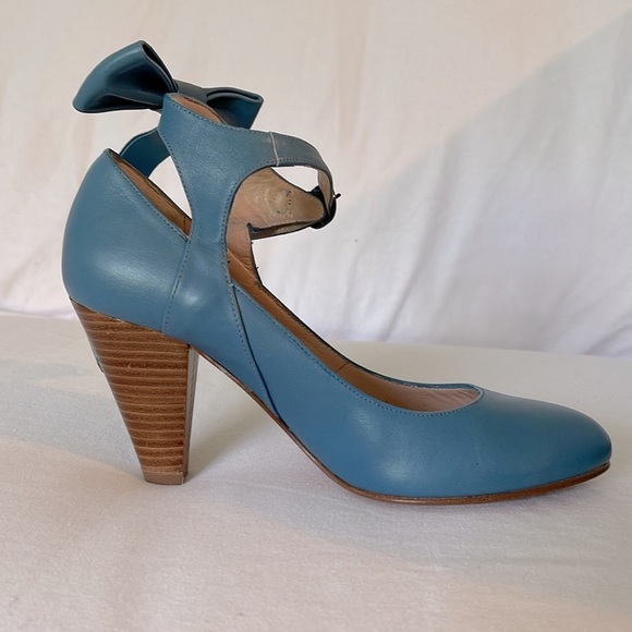 ShaniBar blue stacked heel pumps, NIB, size 6,5. - Picture 1 of 10